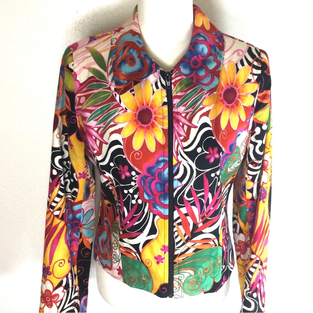 LoriZoni, Zipper Front, Long Sleeves, Vintage, Floral Jacket.